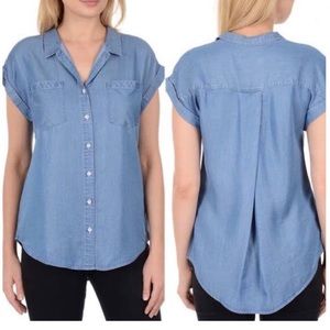 Jaches girlfriend chambray denim button up shirt